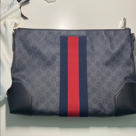 GUCCI Messenger Bag Mens Shoulder GG Monogram Authentic Laptop Work  Guccissima